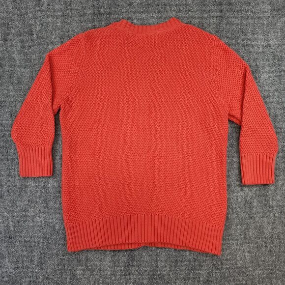 LL Bean Sweater Womens Large Pink Coral Chunky Knit Button Down Cozy Cardigan - Picture 3 of 14
